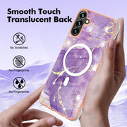 For Samsung Galaxy A34 5G Marble Pattern Dual-side IMD Magsafe TPU Phone Case(Purple 002)