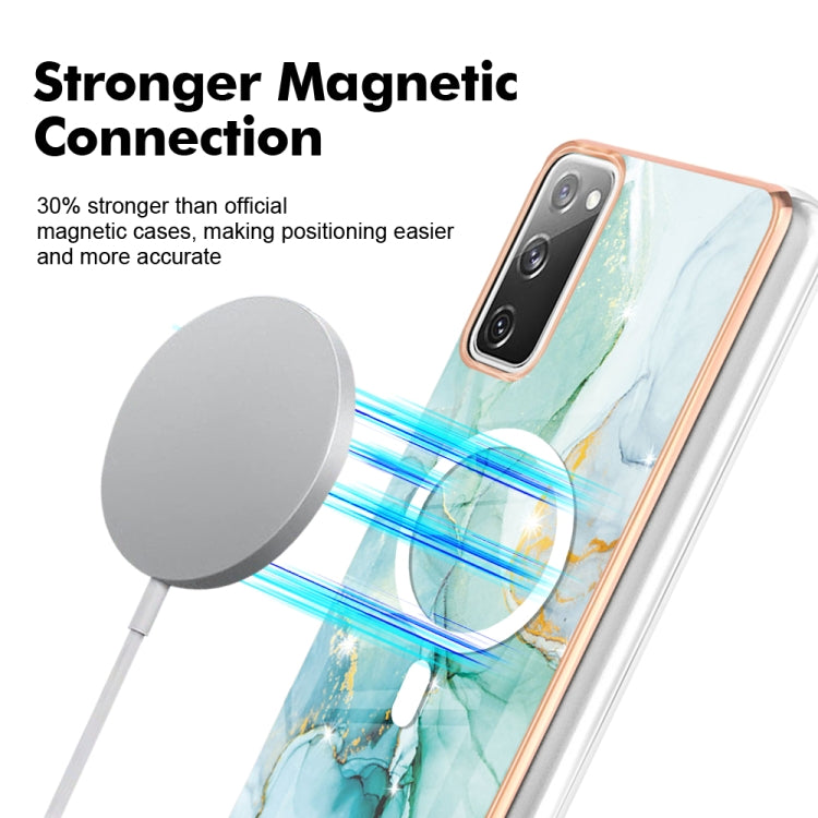 For Samsung Galaxy S20 FE 5G&4G / S20 Lite / S20 Fan Edition Marble Pattern Dual-side IMD Magsafe TPU Phone Case(Green 003)
