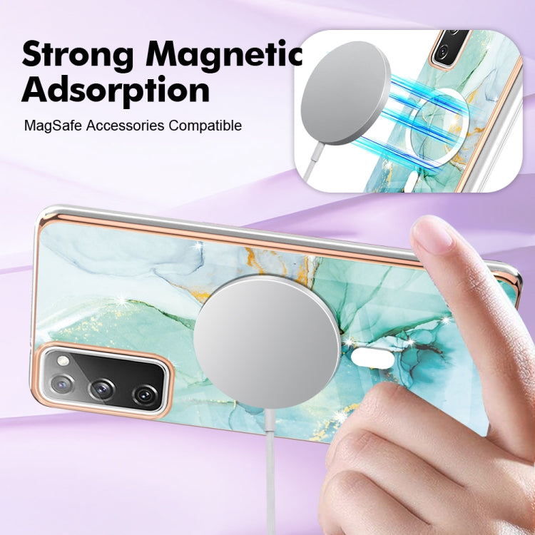 For Samsung Galaxy S20 FE 5G&4G / S20 Lite / S20 Fan Edition Marble Pattern Dual-side IMD Magsafe TPU Phone Case(Green 003)
