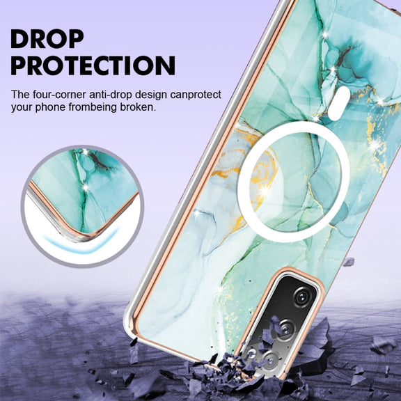 For Samsung Galaxy S20 FE 5G&4G / S20 Lite / S20 Fan Edition Marble Pattern Dual-side IMD Magsafe TPU Phone Case(Green 003)