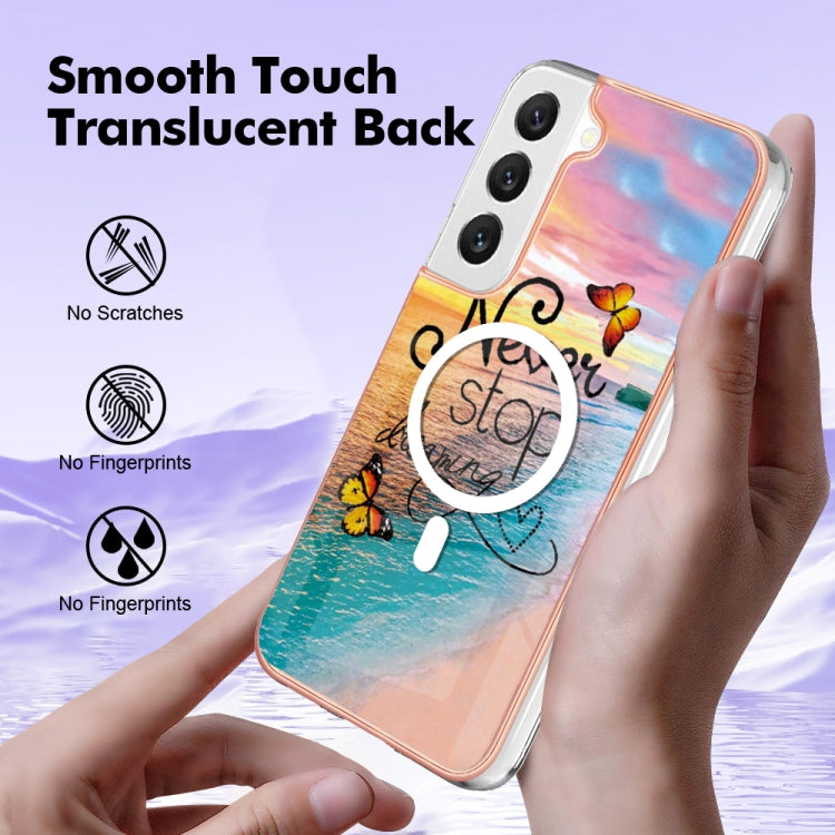For Samsung Galaxy S22+ 5G Marble Pattern Dual-side IMD Magsafe TPU Phone Case(Dream Butterfly)