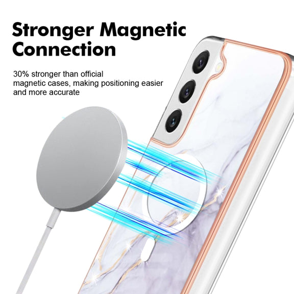 For Samsung Galaxy S23+ 5G Marble Pattern Dual-side IMD Magsafe TPU Phone Case(White 006)