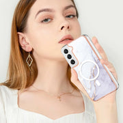 For Samsung Galaxy S23+ 5G Marble Pattern Dual-side IMD Magsafe TPU Phone Case(White 006)