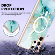 For Samsung Galaxy S23 Ultra 5G Marble Pattern Dual-side IMD Magsafe TPU Phone Case(Green 003)