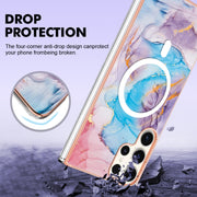For Samsung Galaxy S23 Ultra 5G Marble Pattern Dual-side IMD Magsafe TPU Phone Case(Blue Marble)