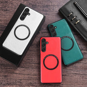 For Samsung Galaxy A35 MagSafe Magnetic PU Phone Case(Black)