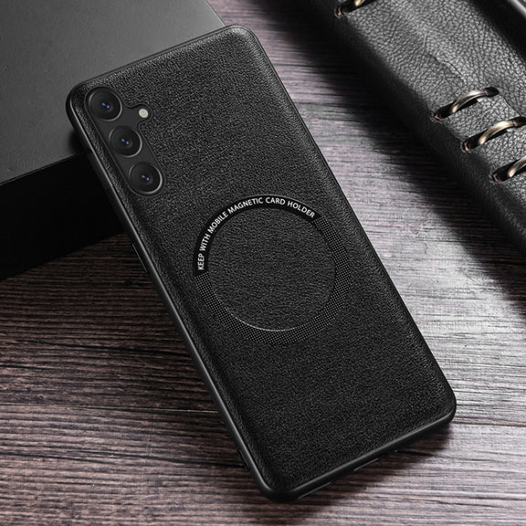 For Samsung Galaxy A35 MagSafe Magnetic PU Phone Case(Black)