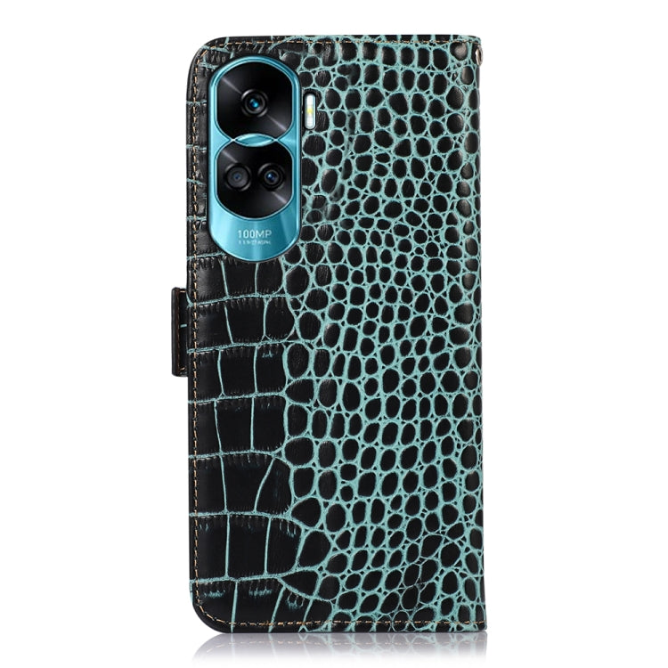For Honor 90 Lite 5G / X50i Crocodile Top Layer Cowhide Leather Phone Case(Green)