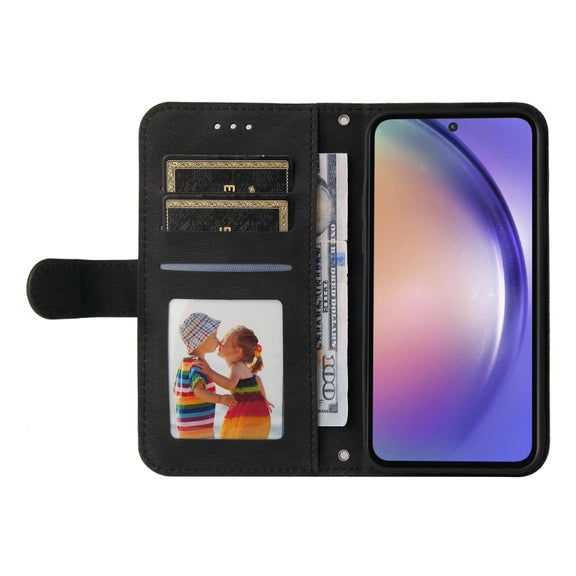 For Samsung Galaxy A55 Skin Feel Life Tree Metal Button Leather Phone Case(Black)