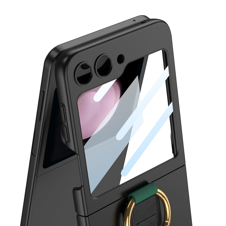For Samsung Galaxy Z Flip5 GKK Integrated Ultrathin Shockproof Phone Case with Ring Wrist Strap(Black)