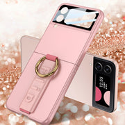 For Samsung Galaxy Z Flip4 5G GKK Integrated Ultrathin Shockproof Phone Case with Ring Wrist Strap(Pink)