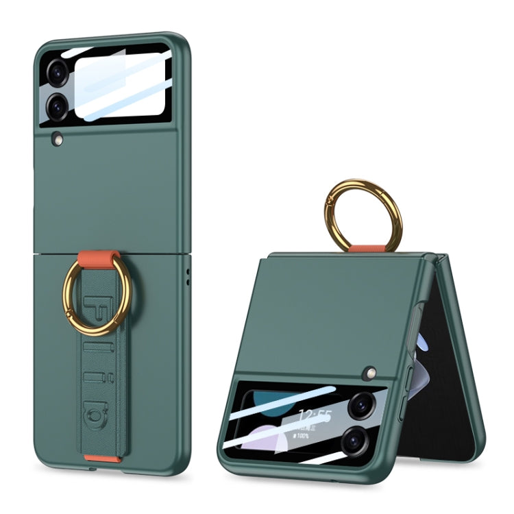For Samsung Galaxy Z Flip3 5G GKK Integrated Ultrathin Shockproof Phone Case with Ring Wrist Strap(Green)