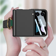 For Samsung Galaxy Z Flip3 5G GKK Integrated Ultrathin Shockproof Phone Case with Ring Wrist Strap(Black)