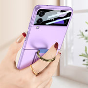 For Samsung Galaxy Z Flip3 5G GKK Integrated Ultrathin Shockproof Phone Case with Ring Wrist Strap(Black)