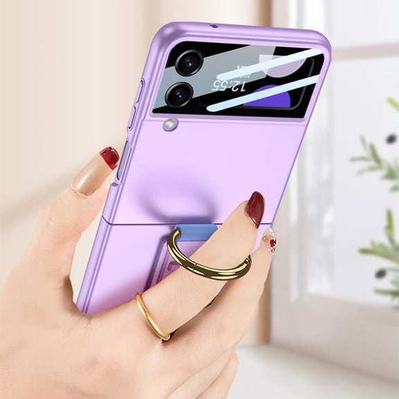For Samsung Galaxy Z Flip3 5G GKK Integrated Ultrathin Shockproof Phone Case with Ring Wrist Strap(Black)