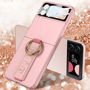 For Samsung Galaxy Z Flip3 5G GKK Integrated Ultrathin Shockproof Phone Case with Ring Wrist Strap(Pink)