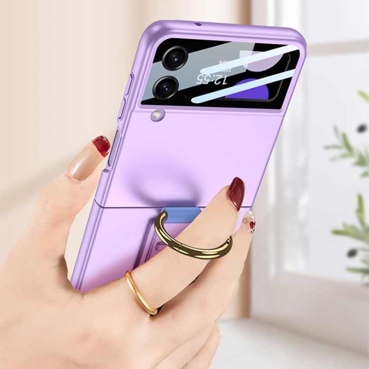 For Samsung Galaxy Z Flip3 5G GKK Integrated Ultrathin Shockproof Phone Case with Ring Wrist Strap(Pink)
