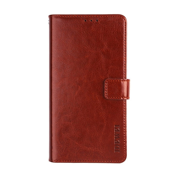 For Huawei nova Y71 idewei Crazy Horse Texture Leather Phone Case with Holder(Brown)