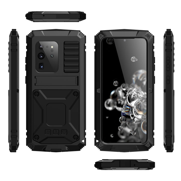 For Samsung Galaxy S20 Plus R-JUST Water-resistant Shockproof Dustproof Metal + Silicone Protective Case(Black)