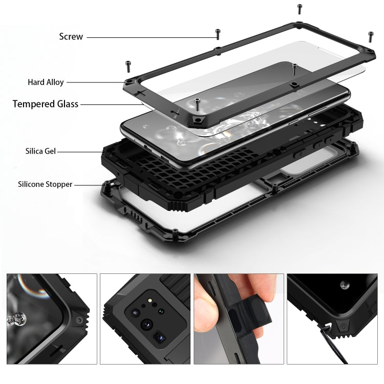 For Samsung Galaxy S20 Plus R-JUST Water-resistant Shockproof Dustproof Metal + Silicone Protective Case(Black)