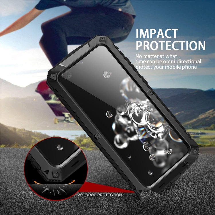 For Samsung Galaxy S20 Ultra R-JUST Water-resistant Shockproof Dustproof Metal + Silicone Protective Case(Black)