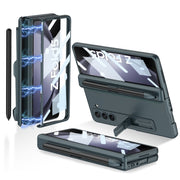 For Samsung Galaxy Z Fold5 GKK Full Coverage Magnetic Fold Hinge Phone Case with Pen Slots(Green)