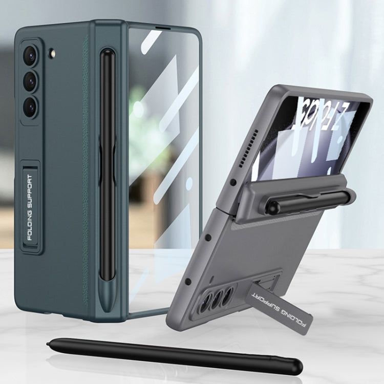 For Samsung Galaxy Z Fold5 GKK Full Coverage Magnetic Fold Hinge Phone Case with Pen Slots(Grey)