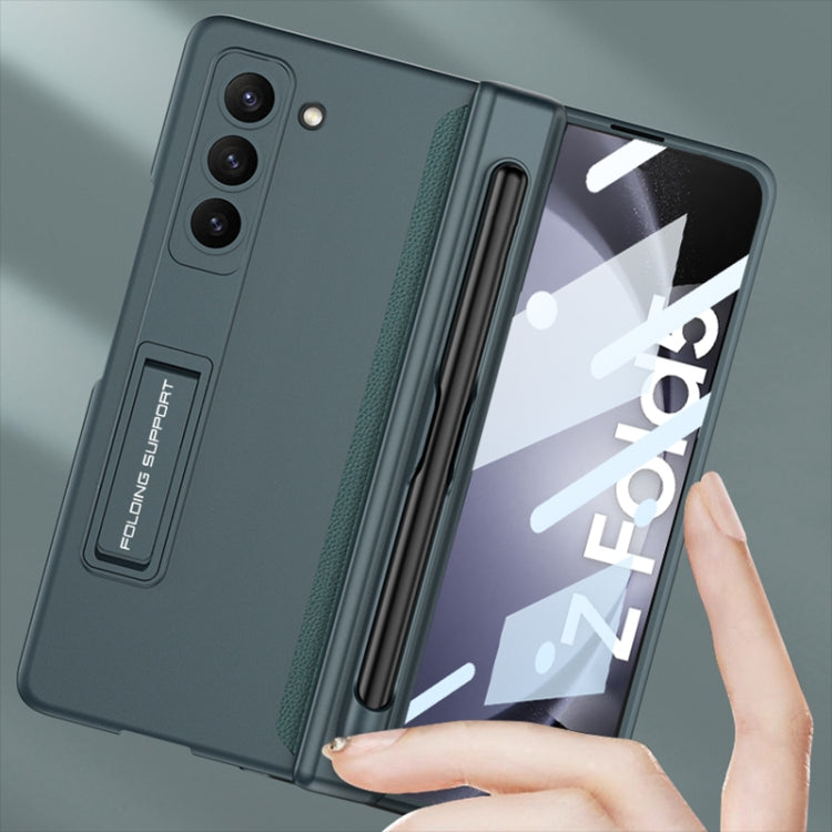 For Samsung Galaxy Z Fold5 GKK Full Coverage Magnetic Fold Hinge Phone Case with Pen Slots(Grey)