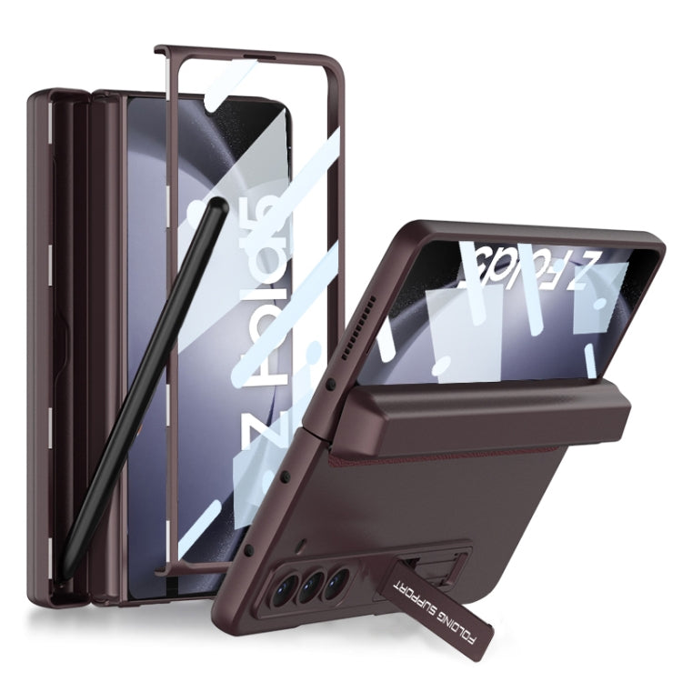 For Samsung Galaxy Z Fold5 GKK Integrated Magnetic Full Coverage Phone Flip Case with Pen Box(Wine Red)
