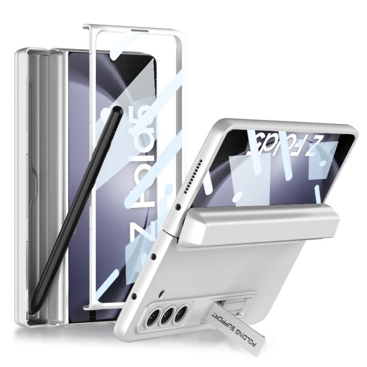 For Samsung Galaxy Z Fold5 GKK Integrated Magnetic Full Coverage Phone Flip Case with Pen Box(Silver)
