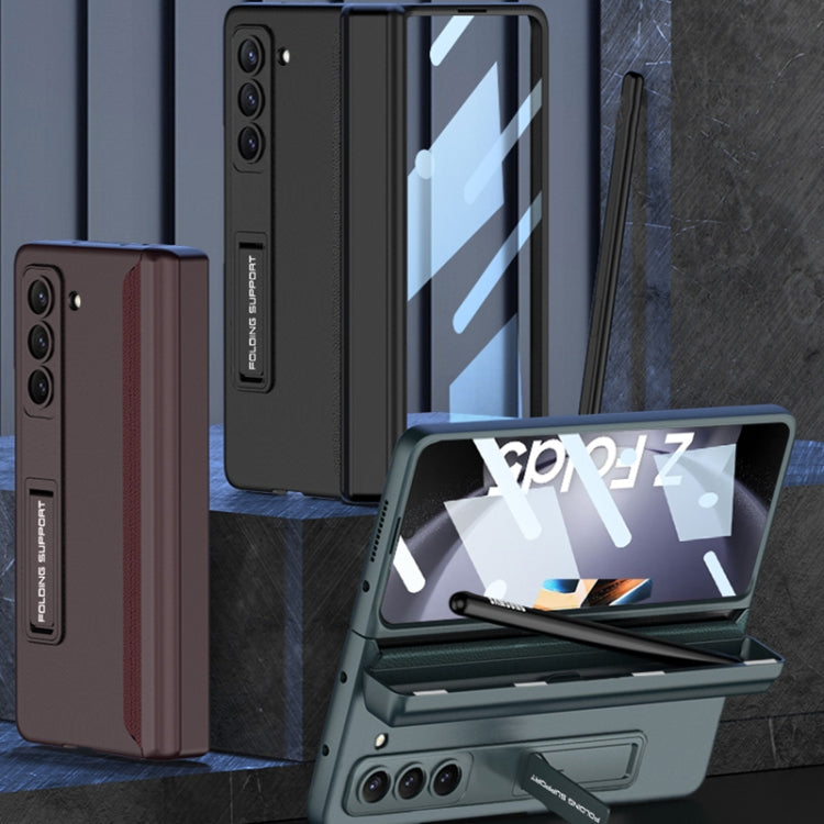 For Samsung Galaxy Z Fold5 GKK Integrated Magnetic Full Coverage Phone Flip Case with Pen Box(Silver)