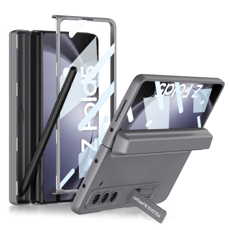 For Samsung Galaxy Z Fold5 GKK Magnetic Full Coverage Phone Flip Case with Pen Box(Grey)