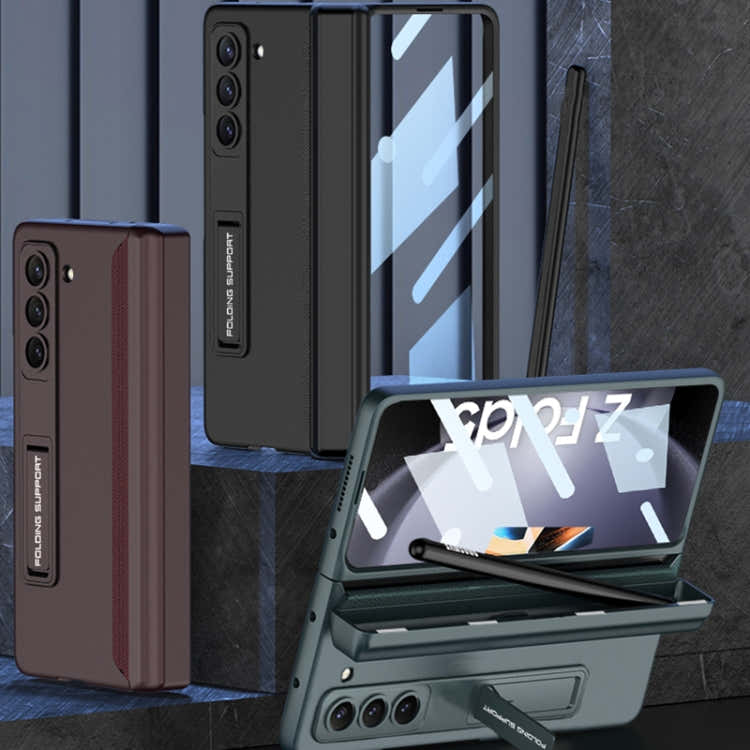 For Samsung Galaxy Z Fold5 GKK Magnetic Full Coverage Phone Flip Case with Pen Box(Night Green)