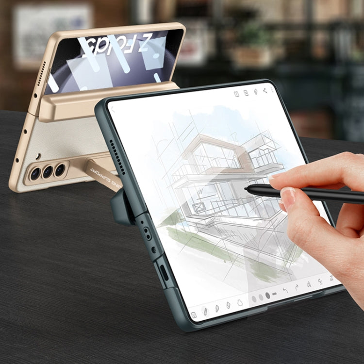 For Samsung Galaxy Z Fold5 GKK Integrated Magnetic Flip Plain Leather Phone Case with Pen Box(Silver)