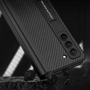 For Samsung Galaxy Z Fold5 GKK Integrated Magnetic Flip Plain Leather Phone Case with Pen Box(Cross Texture)