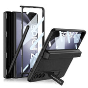 For Samsung Galaxy Z Fold5 GKK Magnetic Flip Plain Leather Phone Case with Pen Box(Cross Texture)