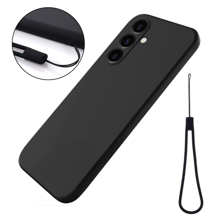 For Samsung Galaxy A05s Solid Color Liquid Silicone Dropproof Full Coverage Phone Case(Black)