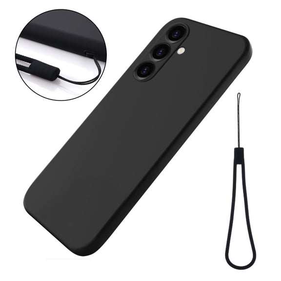 For Samsung Galaxy A05s Solid Color Liquid Silicone Dropproof Full Coverage Phone Case(Black)