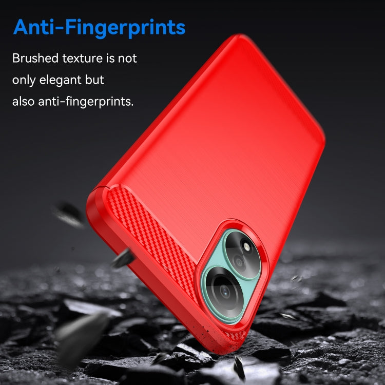 For OPPO A78 4G Brushed Texture Carbon Fiber TPU Phone Case(Red)