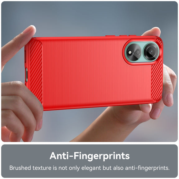 For OPPO A78 4G Brushed Texture Carbon Fiber TPU Phone Case(Red)