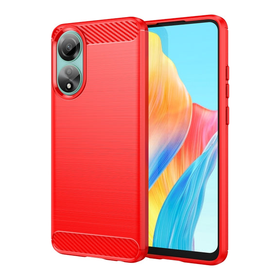 For OPPO A78 4G Brushed Texture Carbon Fiber TPU Phone Case(Red)