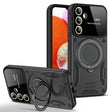 For Samsung Galaxy A14 5G Large Window MagSafe Holder Phone Case(Black) - Galaxy Phone Cases by PMC TechLife | Online Shopping South Africa | PMC TechLife | Buy Now Pay Later Mobicred