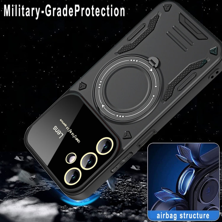 For Samsung Galaxy A14 5G Large Window MagSafe Holder Phone Case(Blue)