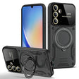 For Samsung Galaxy A34 5G Large Window MagSafe Holder Phone Case(Black) - Galaxy Phone Cases by PMC TechLife | Online Shopping South Africa | PMC TechLife