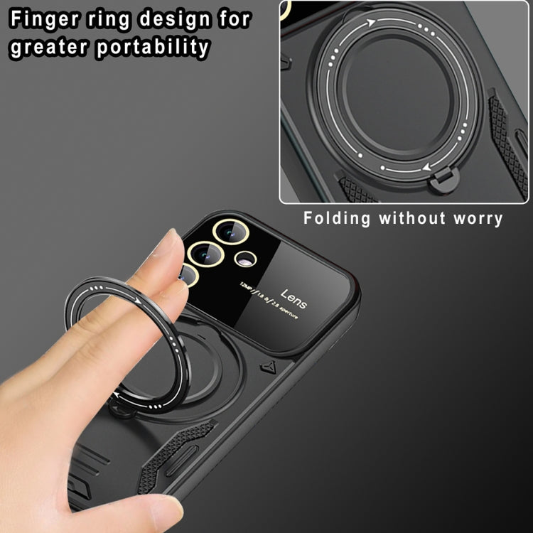For Samsung Galaxy A34 5G Large Window MagSafe Holder Phone Case(Green)