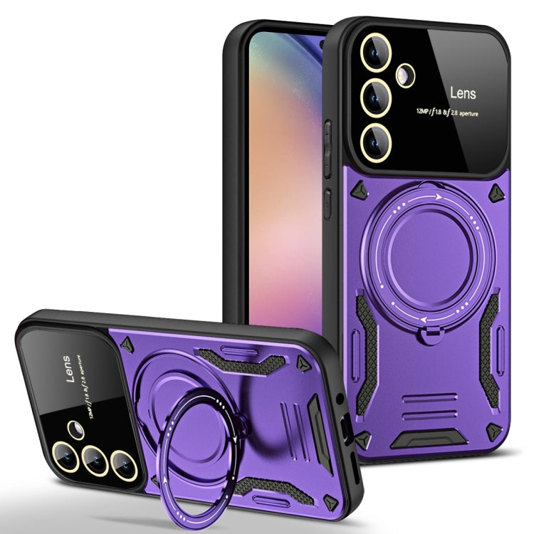 For Samsung Galaxy A54 5G Large Window MagSafe Holder Phone Case(Purple)