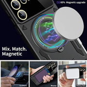 For Samsung Galaxy S23 Ultra 5G Large Window MagSafe Holder Phone Case(Black)