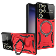 For Samsung Galaxy S23 Ultra 5G Large Window MagSafe Holder Phone Case(Red)