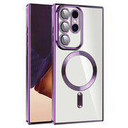 For Samsung Galaxy Note20 Ultra CD Texture Plating TPU MagSafe Phone Case with Lens Film(Dark Purple)