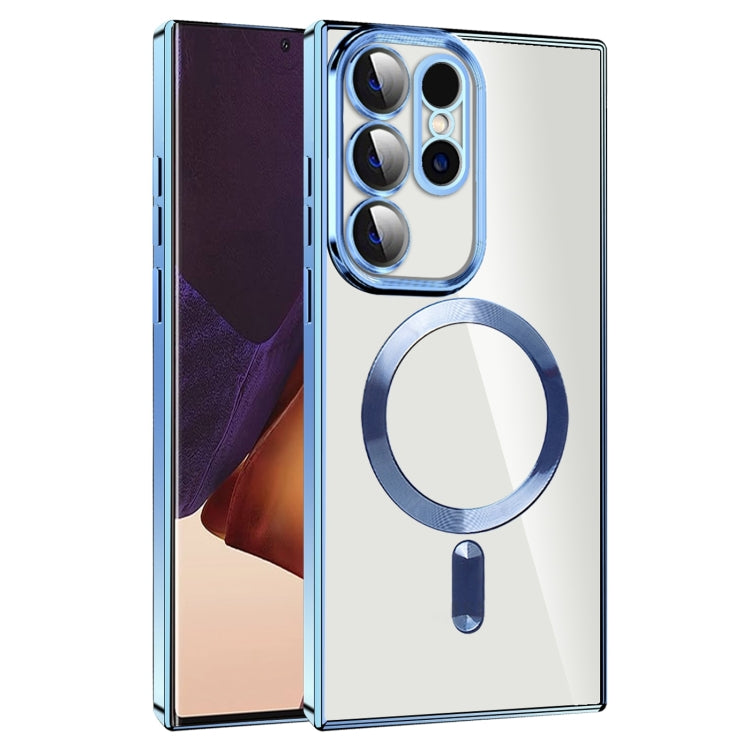 For Samsung Galaxy Note20 Ultra CD Texture Plating TPU MagSafe Phone Case with Lens Film(Sierra Blue)